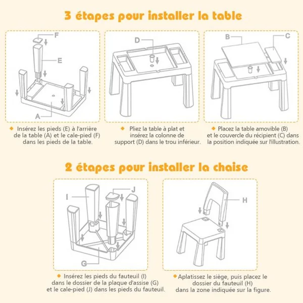 Table Blocs Construction 7 en 1 Table d’Activité avec 1 Table et 2 Chaises 3 à 8 Ans