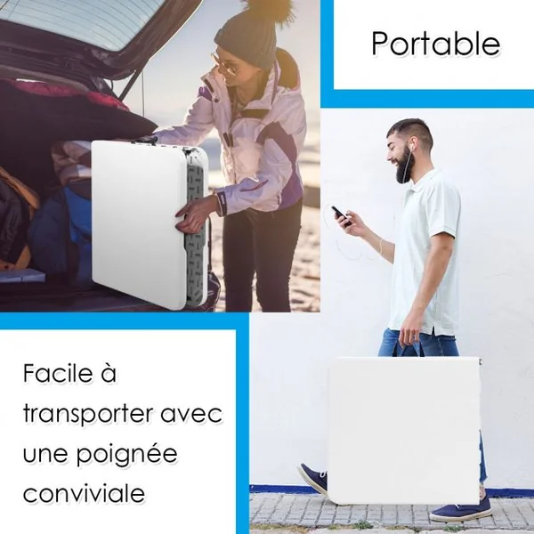 Table Camping Pliante 122 x 61CM 3 Hauteurs Réglables Charge 150KG en Plastique et Acier