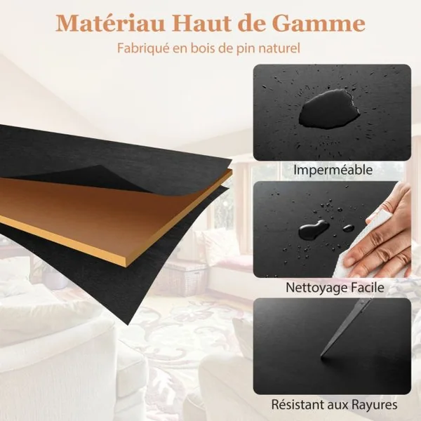 Table Console Meuble Entrée 2 Tiroirs 106,5 x 35,5 x 78,5 cm (L x l x H) en Bois Noir