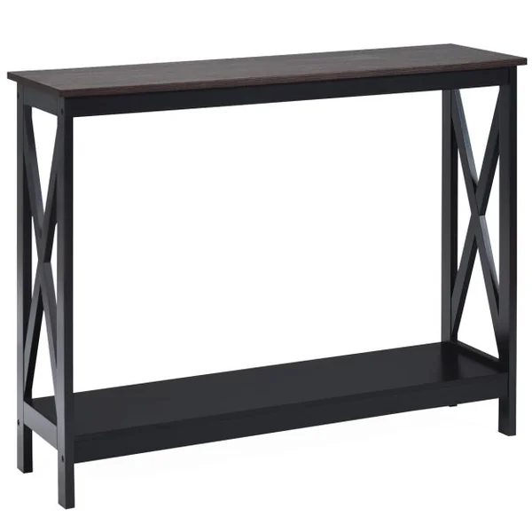 Table Console Table de Canapé Style Industriel 100 x 30 x 80 CM avec 1 Étagère de Rangement pour Salon Entrée Naturel/Café/Noir/Blanc