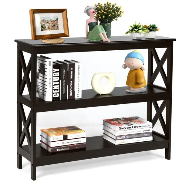 Table Console Table de Canapé Style Industriel 100 x 33 x 80 CM avec 2 Étagère de Rangement Blanc/Noir/Café