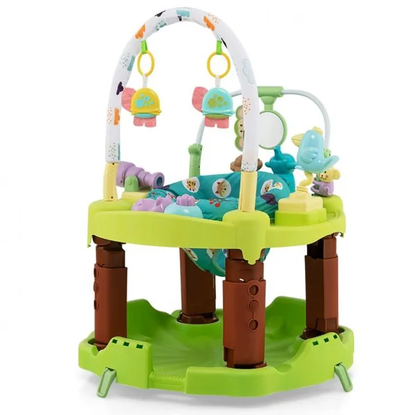 Table d'Activité Bébé Pliable 3 en 1 Trotteur Évolutif Tapis d’Eveil Siège Rotatif 360° Hauteur Réglable sur 3 Niveaux Vert
