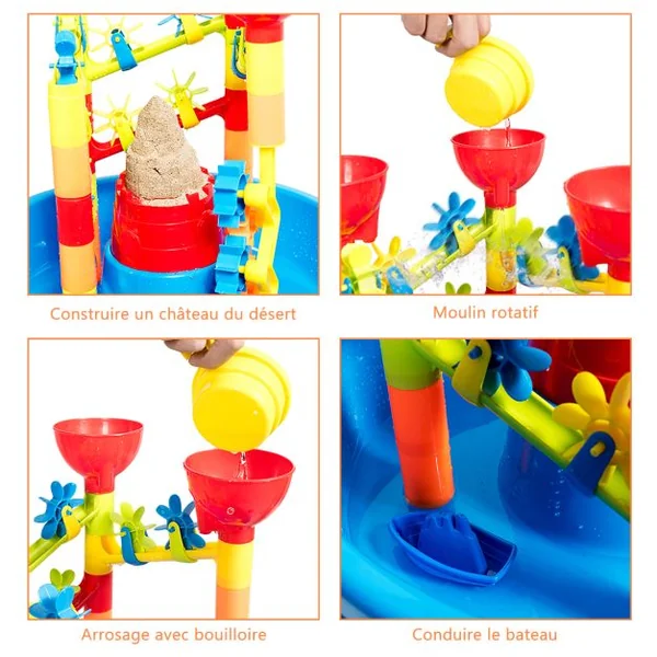 Table d’Activité Sable 30 pcs avec Pelle à Sable Moulin à Vent Cadeau Idéal pour les Enfants plus de 3 ans
