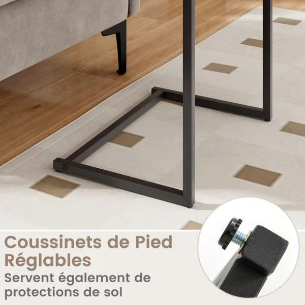 Table d'Appoint Bout de Canapé de Style Industriel Moderne Cadre en Métal 55 x 36 x 67 CM pour Salon Chambre Balcon