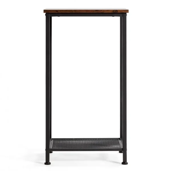 Table d'appoint Bout de Canapé Industriel avec Étagère en Treillis Pied Ajustable 40 x 30 x 73 CM