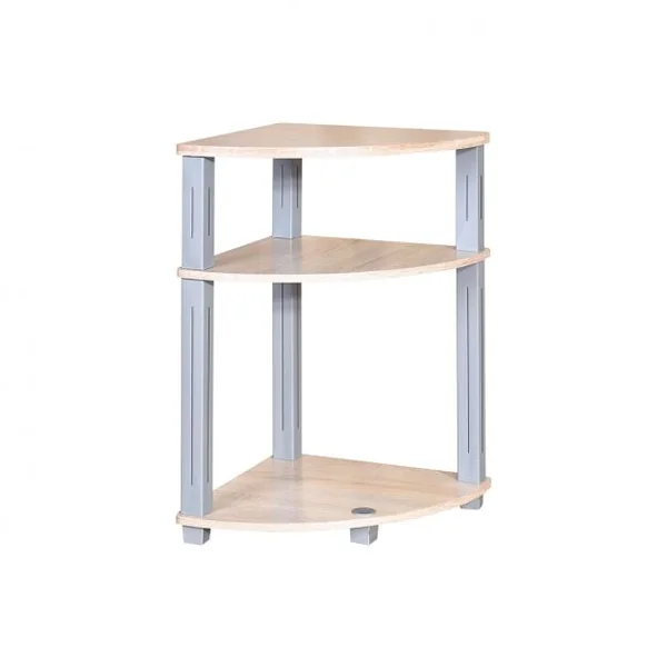 Table d'Appoint d’Angle pour Salon Chambre Etagère de Rangement à 3 Niveaux pour Coin en MDF, 35x35x56,85cm, Naturel