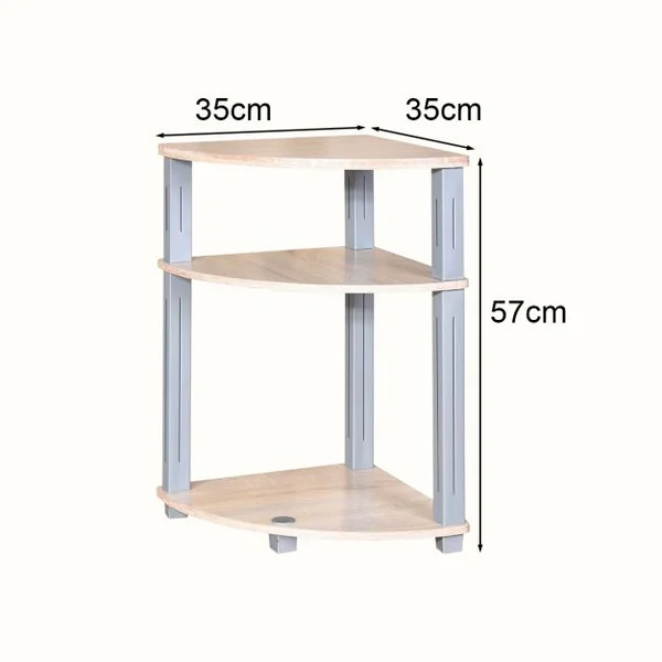 Table d'Appoint d’Angle pour Salon Chambre Etagère de Rangement à 3 Niveaux pour Coin en MDF, 35x35x56,85cm, Naturel