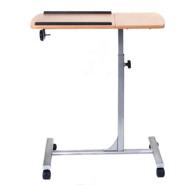 Table d’appoint pliable avec tablette d’ordinateur modulable Hauteur réglable 4 Roulettes, 64x45x71-93 cm, Noyer
