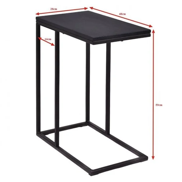 Table d’Appoint Table Basse Table d’Extrémité à Glisser sous le Canapé en Métal et Bois, 28x48x58,5cm, Noir