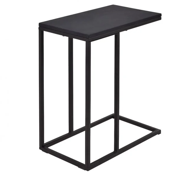 Table d’Appoint Table Basse Table d’Extrémité à Glisser sous le Canapé en Métal et Bois, 28x48x58,5cm, Noir
