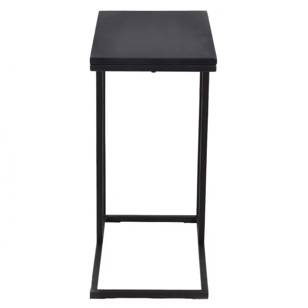 Table d’Appoint Table Basse Table d’Extrémité à Glisser sous le Canapé en Métal et Bois, 28x48x58,5cm, Noir