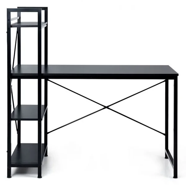 Table de Bureau avec Etagère Ajustable Capacité de Support 110kg 120,5 x 61 x 122cm Noir