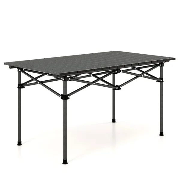 Table de Camping Pique-Nique Pliante en Aluminium 95x55x50 CM Table de Jardin Pliable 4 à 6 places avec Sac de Transport Noir