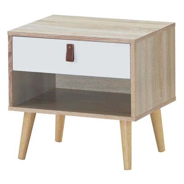 Table de Chevet avec 1 Tiroir et 1 Étagère Ouverte Table de Nuit Moderne Capacité 15 Kg en Mdf 50x39x48,5cm Naturel