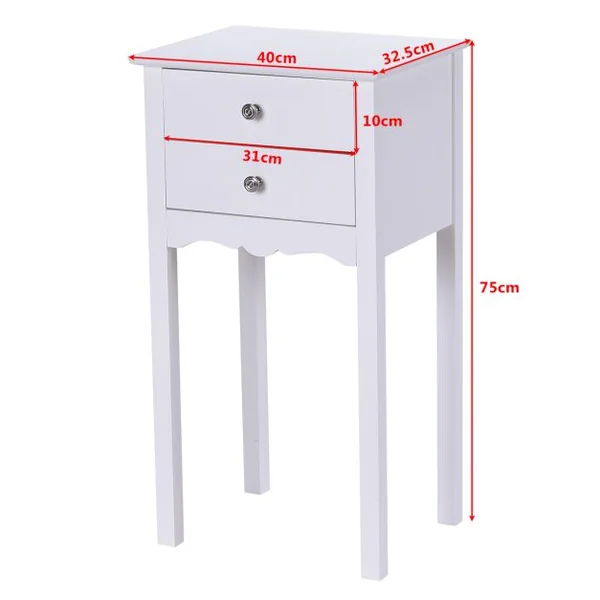 Table de Chevet avec 2 Tiroirs et Dispositif Anti-basculement 40 x 32 x 75 cm pour Chambre/Salon/Entrée/Couloir Noir