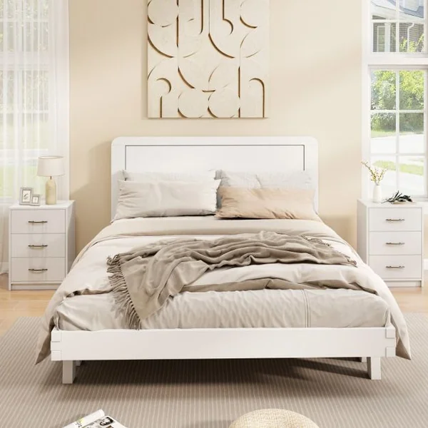 Table de Chevet Moderne avec Rangement Table de Nuit Compacte avec Kit Antibasculement Blanc