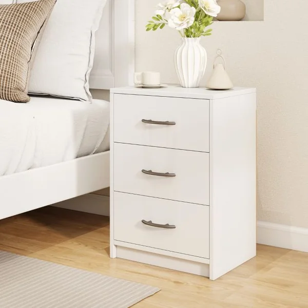 Table de Chevet Moderne avec Rangement Table de Nuit Compacte avec Kit Antibasculement Blanc