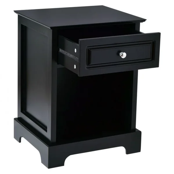 Table de chevet Table d'appoint Table de salon avec 1 tiroir en bois et 1 étagère ouverte, MDF, 46 x 40 x 71 cm, Noir