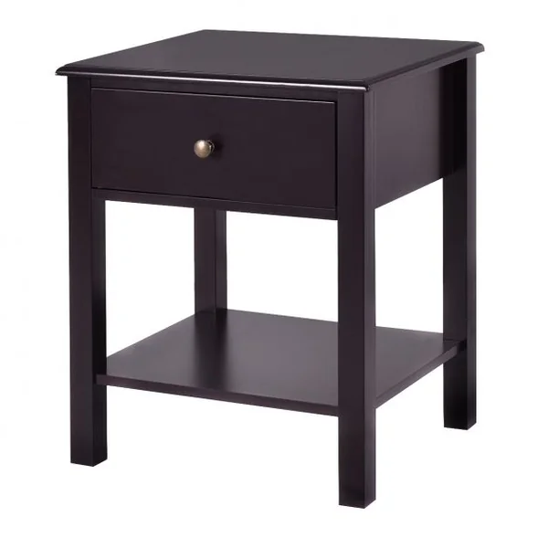 Table de Chevet Table de Nuit Contemporain avec 1 Tiroir de Rangement MDF Brun