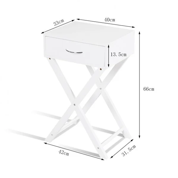 Table de chevet Table de nuit Table d’appoint Scandinave 1 tiroir avec pieds en forme de X en MDF 40x33x66,5cm Blanc