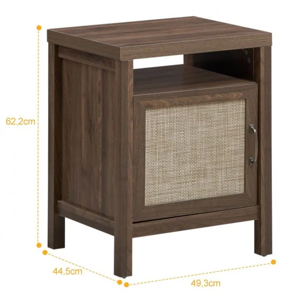 Table de Chevet Vintage Table de Nuit 49,3x44,5x62,2CM avec 1 Porte et Etagère Ajustable