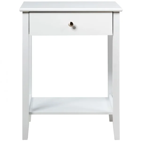Table de Chevet à 2 Niveaux avec 1 Tiroir Table d'Appoint de Style Moderne Blanc