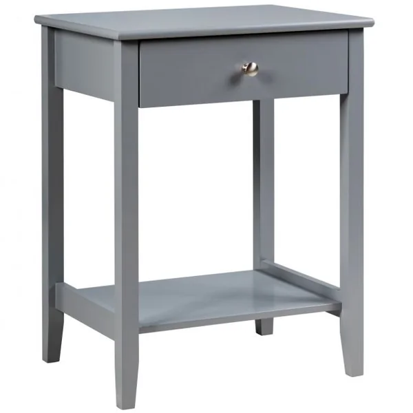Table de Chevet à 2 Niveaux avec 1 Tiroir Table d'Appoint de Style Moderne Girs