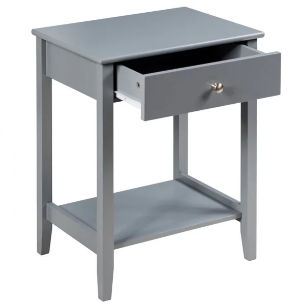 Table de Chevet à 2 Niveaux avec 1 Tiroir Table d'Appoint de Style Moderne Girs