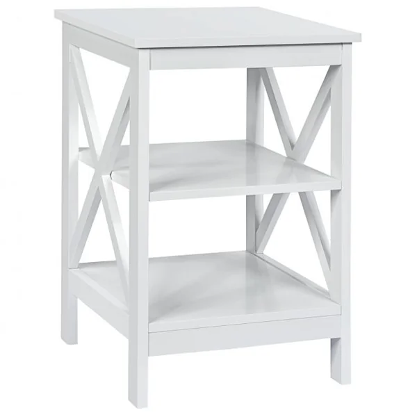 Table de Chevet à 3 Niveaux Table d'Appoint en forme X Simple et Contemporain 40x40x61cm Blanc