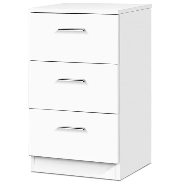 Table de Chevet à 3 Tiroirs de Rangement Caisson de Rangement Support d’Imprimante en MDF, 35x38x67cm, Blanc