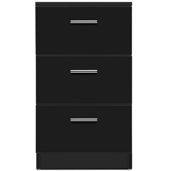 Table de Chevet à 3 Tiroirs de Rangement Caisson de Rangement Support d’Imprimante en MDF, 35x38x67cm, Noir