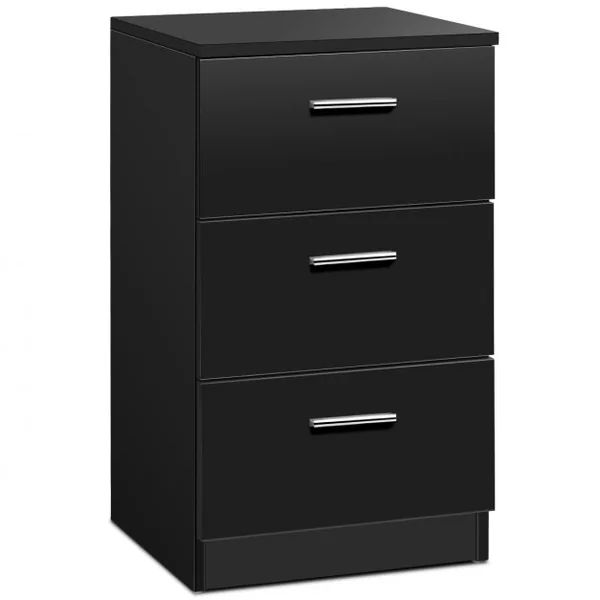 Table de Chevet à 3 Tiroirs de Rangement Caisson de Rangement Support d’Imprimante en MDF, 35x38x67cm, Noir