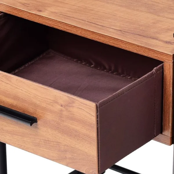 Table de Chevet à Roulettes Silencieuses Style Industriel Etagère Ouverte 1 Tiroir en Mdf et Acier 40x30x60cm Marron