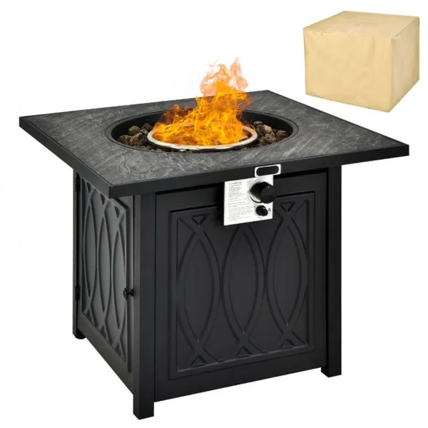 Table de Foyer φ57cm Extérieur au Gaz Propane 16,5kw avec Système d'Allumage Automatique Housse Imperméable