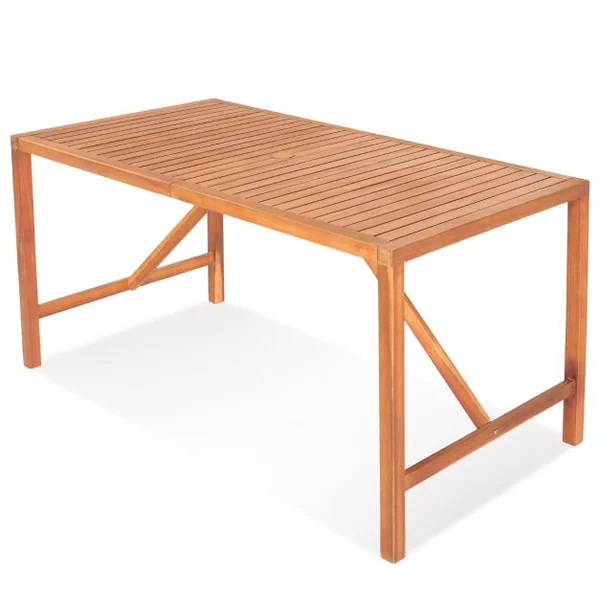 Table de Jardin en Bois d'Acacia pour 4 à 6 Personnes avec Trou de Parapluie 140x75x75CM pour Salle à Manger et Terrasse