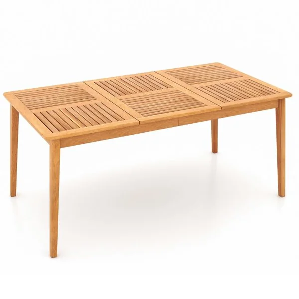 Table de Jardin en Bois d'Acacia pour 6 Personnes Table de Salle à Manger de 170 x 90 cm avec Trou pour Parasol 5 cm Naturel