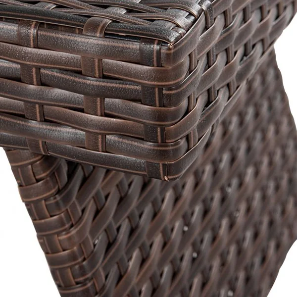 Table de Jardin en Rotin Pliante Table Basse en Rotin Tressé pour Salon Balcon Structure en Fer, 60x40x39cm, Marron