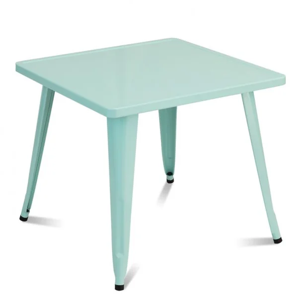 Table de Jeu Carrée pour Enfant avec Coins Arrondis et Surface Lisse Capacité 100 Kg en Acier 68,5x68,5x61cm Bleu
