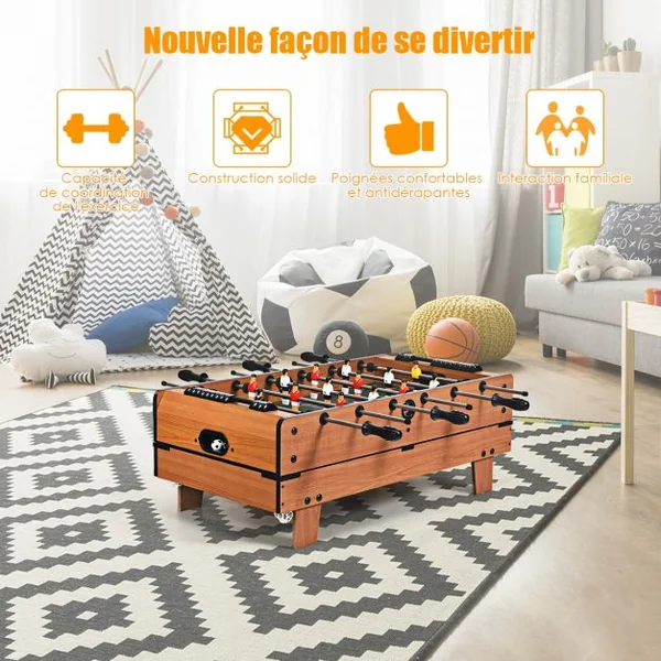 Table de Jeux Multifonction 4 en 1 Baby-foot Air Hockey Billard Tennis de Table 81 x 43 x 30,5 cm