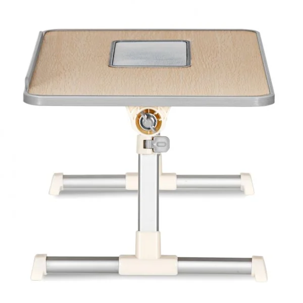 Table de lit pliable et portable Plateau de lit avec Câble USB Réglable à 30° 52x30x23,5-31,5cm Blanc argenté