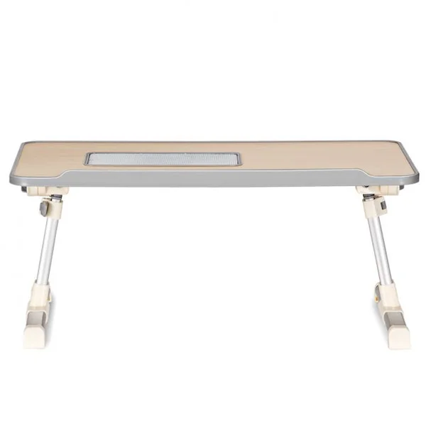 Table de lit pliable et portable Plateau de lit avec Câble USB Réglable à 30° 52x30x23,5-31,5cm Blanc argenté