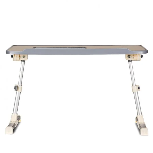 Table de lit pliable et portable Plateau de lit avec Câble USB Réglable à 30° 52x30x23,5-31,5cm Blanc argenté