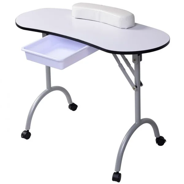 Table de Manucure Professionnelle Pliante Table de Travail à Roulettes avec Tiroir Roues et Sac de Transport pour Manucure 90 x 37 x 70 cm Noir