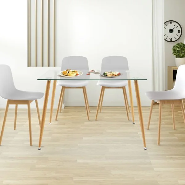 Table de Salle à Manger en Verre Trempé 110 x 70 x 75 CM - Style Moderne