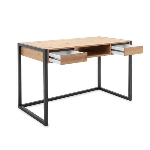 Table de Travail en Bois Bureau d'Ordinateur 2 Tiroirs 120 x 60 x 75cm Construction Robuste et Durable