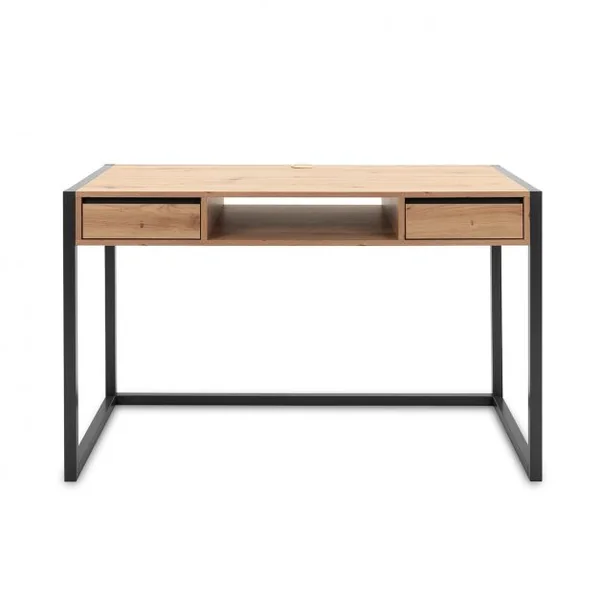Table de Travail en Bois Bureau d'Ordinateur 2 Tiroirs 120 x 60 x 75cm Construction Robuste et Durable