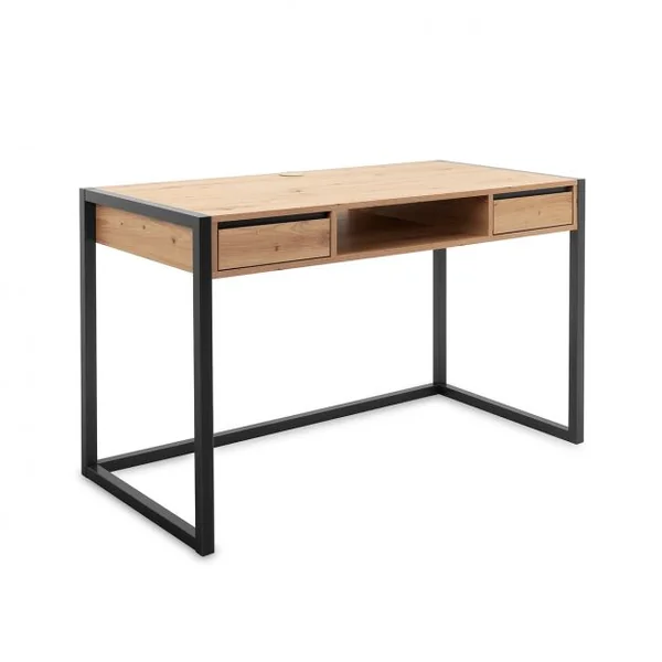 Table de Travail en Bois Bureau d'Ordinateur 2 Tiroirs 120 x 60 x 75cm Construction Robuste et Durable