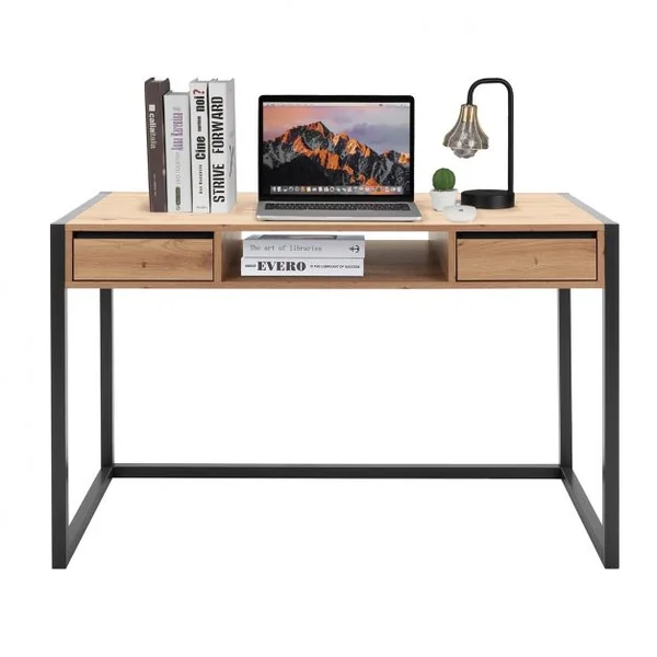 Table de Travail en Bois Bureau d'Ordinateur 2 Tiroirs 120 x 60 x 75cm Construction Robuste et Durable