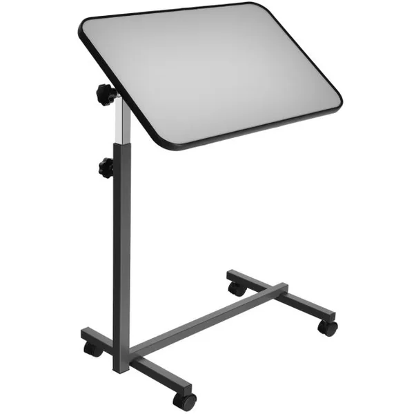 Table d’Ordinateur à Roulettes Table de Lit Portable en MDF+Fer Hauteur Réglable 69-113 cm avec 4 roulettes Gris