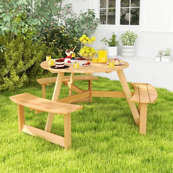Table et Banc en Bois pour Enfants Ensemble de Table de Pique-nique et Bancs pour Activité et Repas avec Trou pour Parasol Naturel